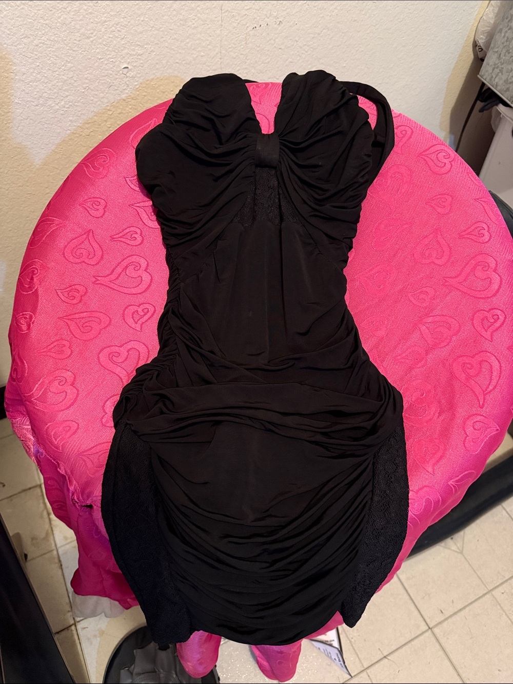 bebe Black Strapless Ruched Party Dress